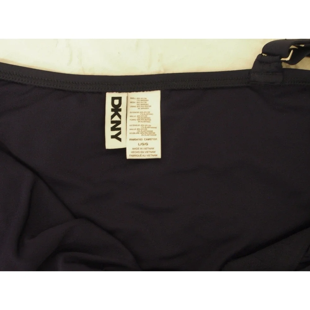 DKNY Swimsuit Navy Blue Starburst Ruched Adjustable Strap One Piece Swim Size L - Picture 2 of 10